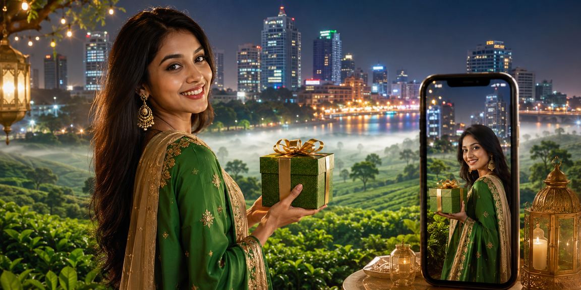 ঢাকায় ঈদ উৎসবে মোবাইলে 15irh8 ক্যাসিনো উপভোগ করছেন একজন খেলোয়াড়